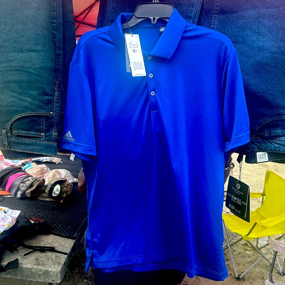 Adidas golf shirt, blue large FMU golf